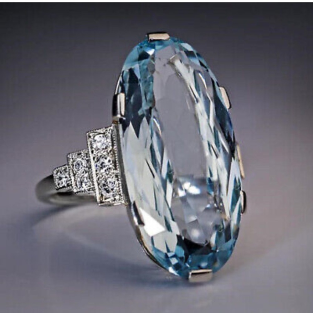 NWT 925 STERLING SILVER AQUAMARINE Ring